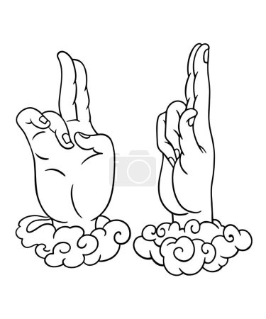 Ilustración de Ilustración vectorial en blanco y negro de la mano de Buda - Imagen libre de derechos