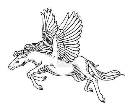 Illustration for Horse and unicorn tattoo - Royalty Free Image
