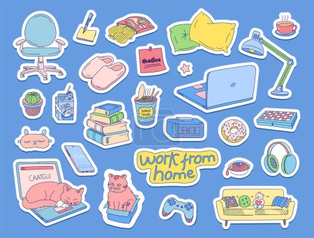 Illustration for Hand drawn doodle home office icons set - Royalty Free Image