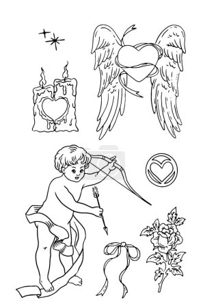 Téléchargez les illustrations : Ensemble vectoriel de Cupidon - en licence libre de droit