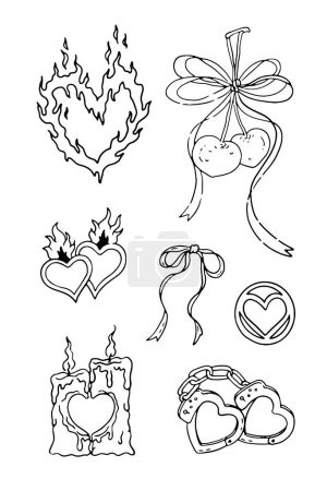 Téléchargez les illustrations : Gribouille dessinée à la main de l'amour et Saint Valentin ensemble - en licence libre de droit