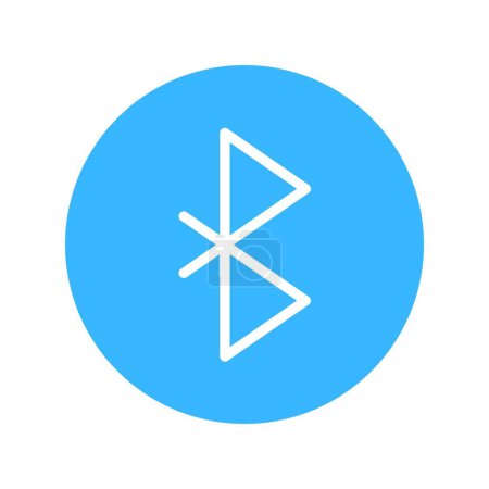 Foto de Bluetooth icon, isolated sign in a flat style, in a blue circle. Wireless technology concept. - Imagen libre de derechos