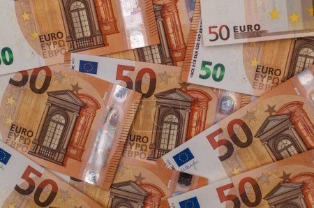 Photo for Pile of 50 euro banknotes close-up. - Royalty Free Image