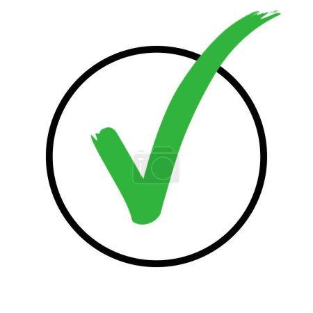 Grünes Häkchen-Symbol in einem Kreis auf weißem Hintergrund