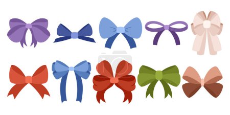 Illustration for Charming Hand Drawn Flat Ribbons. Bowknots Perfect for Decorating. - Royalty Free Image