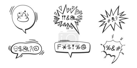 Swear speech bubble Collection. Censored text in dialogue chat box. Comics style vector illustration