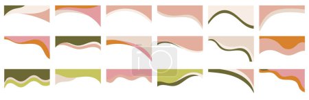 Ilustración de Colección de diversas formas diseñadas para el encabezado del sitio web o la aplicación de pie de página en la paleta de colores boho orgánicos modernos. Plantilla que sirve como separador en un diseño para landing pages. Simple. - Imagen libre de derechos
