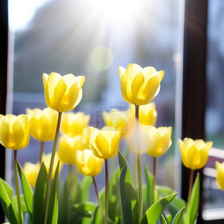 L "étreinte du soleil : embrasser la lueur des tulipes jaunes