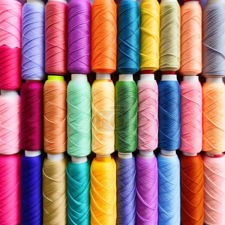 Colorful Sewing Threads on a White Background