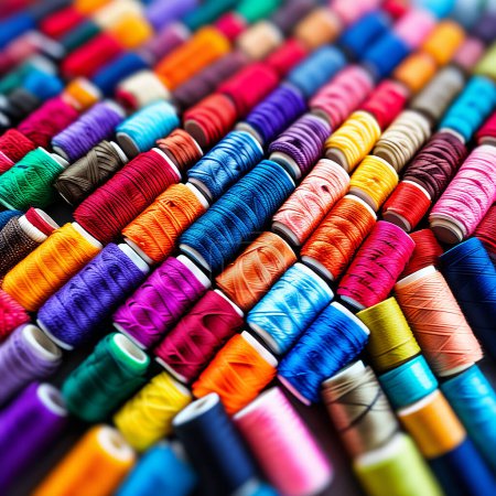 Photo for Colorful Sewing Threads on a White Background - Royalty Free Image