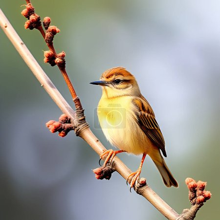 The Graceful Zitting Cisticola Bird Resting on a Branch