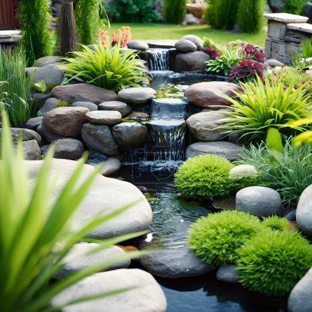 Santuario de verano: Retiro de lujo en el patio trasero con características de agua
