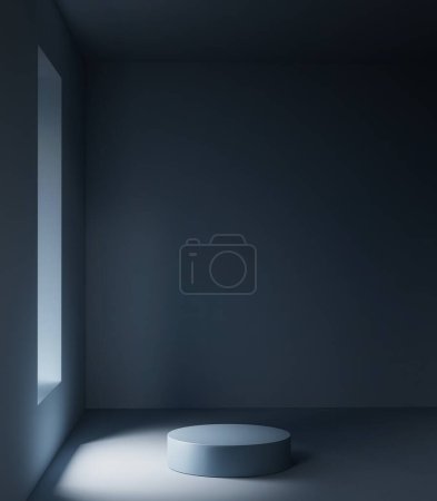 Photo for Mock up podium in dark room with space for product presentation, 3d render, 3d illustration - Royalty Free Image