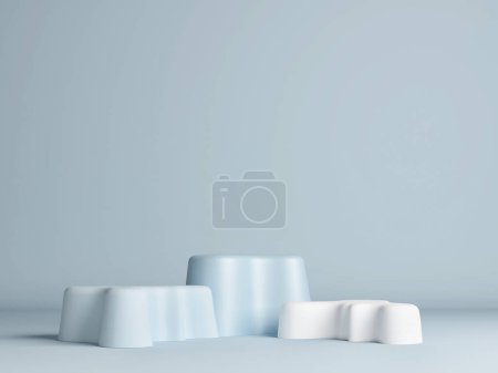 Photo for Premium mock up podium for product presentation, blue background, 3d render, 3d illustration. - Royalty Free Image