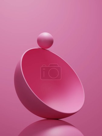 Photo for Abstract pink geometry composition for product design, 3d illustration. - Royalty Free Image