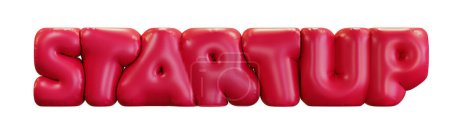 Téléchargez les photos : Illustration gonflée de mots 3D en couleur rouge isolé sur blanc. - en image libre de droit