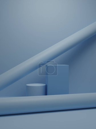 Foto de Prima maqueta de podio para la presentación del producto, fondo azul, ilustración 3d. - Imagen libre de derechos