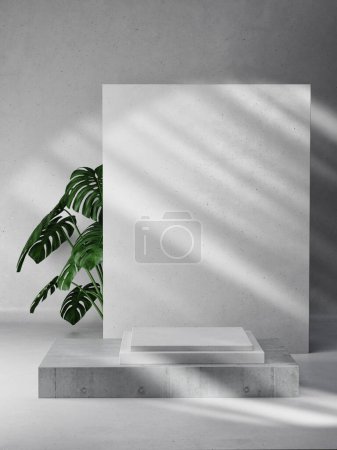 Téléchargez les photos : Minimalisme simuler podium concret pour la présentation de produits, illustration 3D. - en image libre de droit