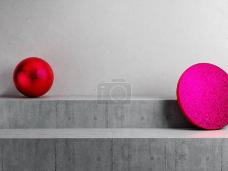 Foto de Minimalismo podio, hormigón y material de purpurina, presentación del producto, ilustración 3d. - Imagen libre de derechos