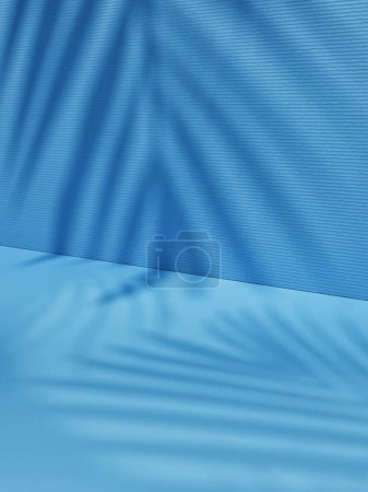 Téléchargez les photos : Podium géométrie minimalisme Premium avec ombre abstraite pour la présentation, fond bleu, illustration 3D. - en image libre de droit