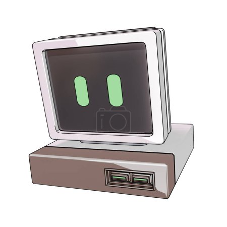 Téléchargez les photos : Dessin animé 3d illustration de console de jeu, ordinateur isolé sur fond blanc. - en image libre de droit
