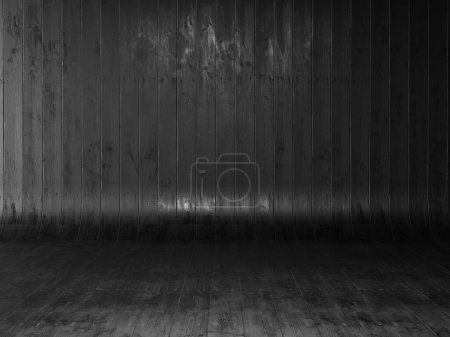 Photo for Acoustic dark wooden room, pattern background template, 3d illustration. - Royalty Free Image