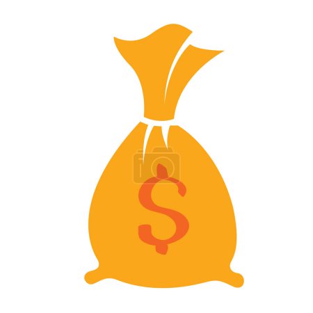 Illustration for Money bag isolated on White Background, cartoon illustration. - Royalty Free Image