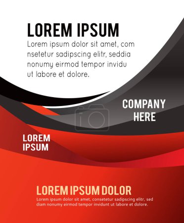 Illustration for Abstract black and red background with wave - brochure design or flyer - Royalty Free Image