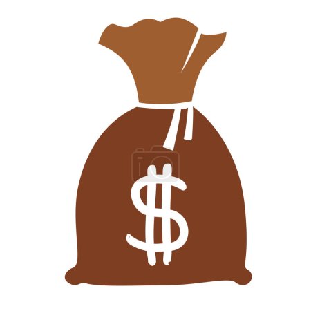 Illustration for Money bag isolated on White Background, cartoon illustration. - Royalty Free Image
