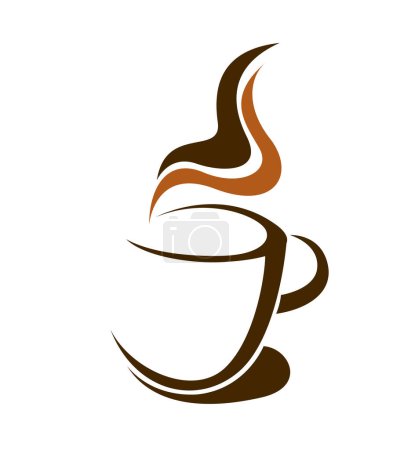 Téléchargez les illustrations : Tasse à café blanche sur fond brun, illustration - en licence libre de droit