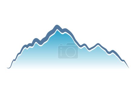 Illustration for Mountain and lake vector icon isolated on white background - stylized image. - Royalty Free Image