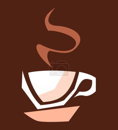 Téléchargez les illustrations : Tasse à café noire sur fond blanc, illustration - en licence libre de droit