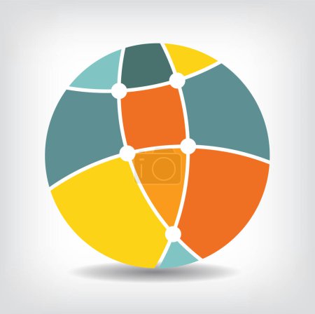 Ilustración de Tecnología global o red social Símbolo de icono de vector, diseño de emblema, logotipo de vector abstracto. - Imagen libre de derechos