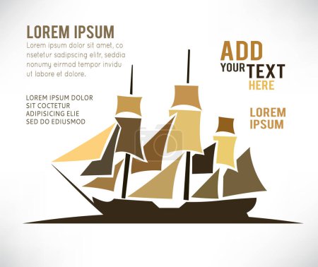 Illustration for Old Ship Icon, the silhouette of the vector - Royalty Free Image