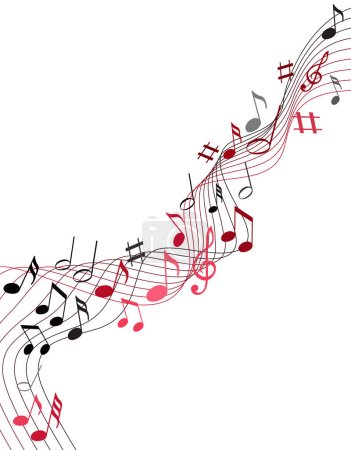 Téléchargez les illustrations : Notes de musique couleur sur fond blanc solide - en licence libre de droit