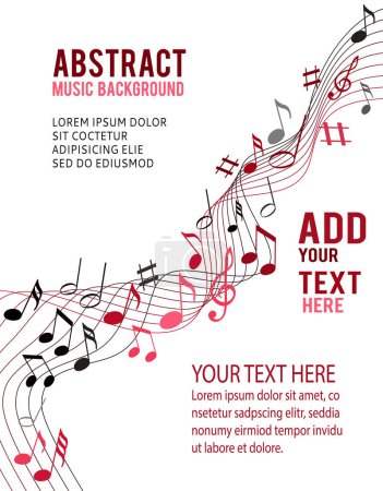 Téléchargez les illustrations : Notes de musique couleur sur fond blanc solide - en licence libre de droit