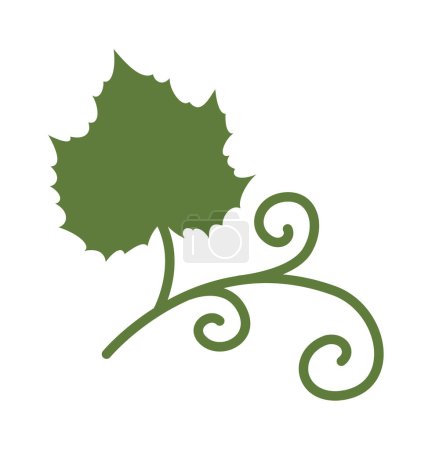 Téléchargez les illustrations : Icône vectorielle feuille de vigne verte isolée sur fond blanc - en licence libre de droit