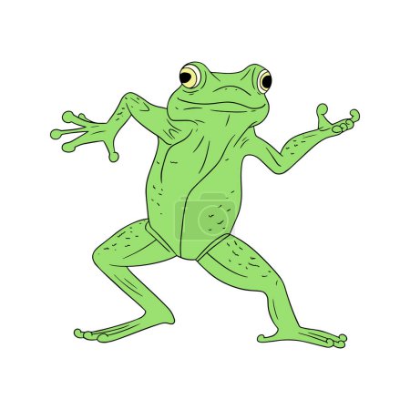 Illustration for Funny vector illustration of frog dancing isolated on white background - Royalty Free Image