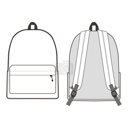 Backpack Fashion flat sketch design