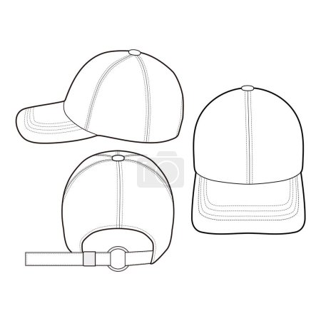 Photo for Baseball Cap Hat Fashion flat sketch - Royalty Free Image
