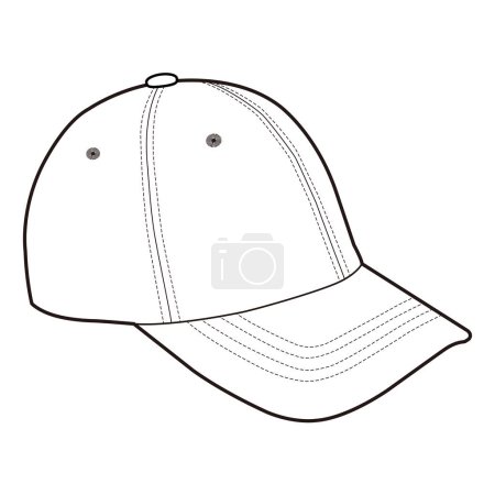 Baseballmütze Schnappschuss Hut Mode flache Skizze