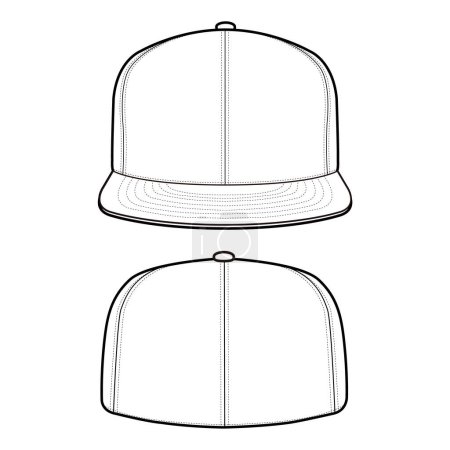 Photo for Snapback Cap Hat Fashion flat sketch - Royalty Free Image