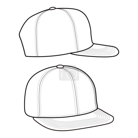 Téléchargez les photos : Casquette Snapback Chapeau Mode croquis plat - en image libre de droit