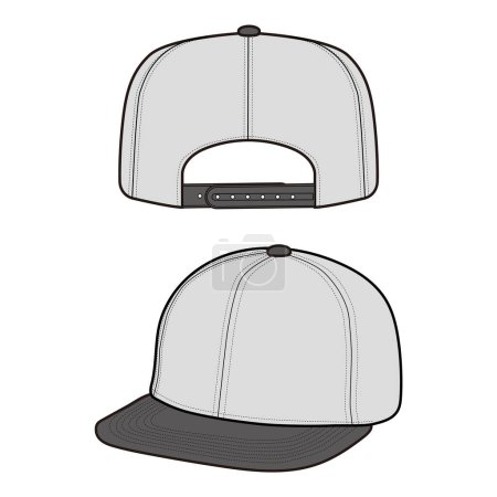 Photo for Snapback Cap Hat Fashion flat sketch - Royalty Free Image