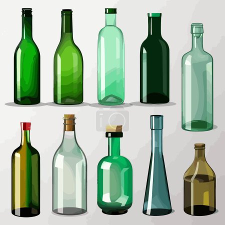 Botellas de vidrio set vector ilustración aislado en blanco