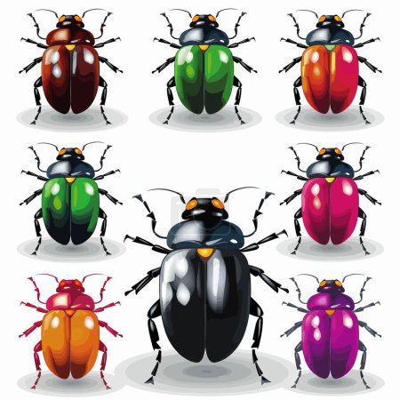 Illustration for Bugs bottles set vector illustration isolated on white - Royalty Free Image