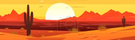 Desert dawn vector illustration wide
