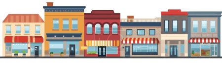 Illustration for Street of shop buildings background vector illustration - Royalty Free Image