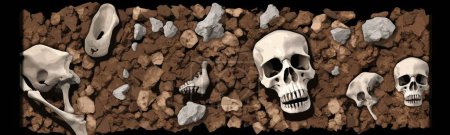 Illustration for Vector texture of ground with bones wide view - Royalty Free Image