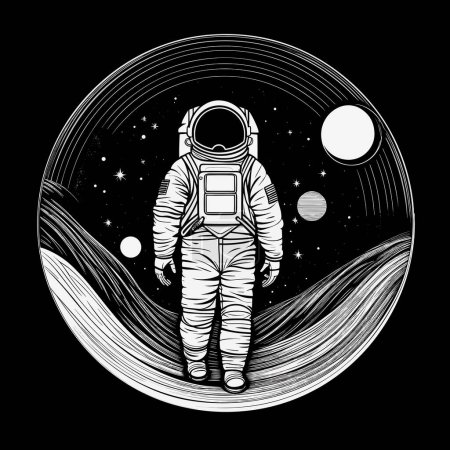 Astronaut zu Fuß auf einem Planetenvektor Illustration